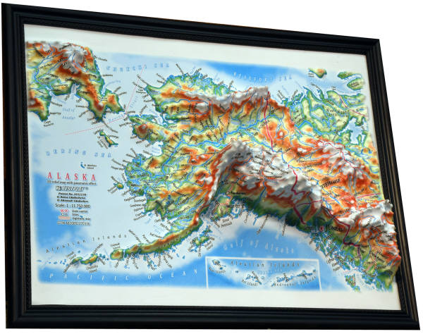 ALASKA 3D RELIEF MAP with panoramic effect