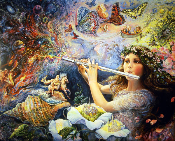 Enchanted Flute. Artist Josephine Wall. Leanin' Tree Poster SKP30036.