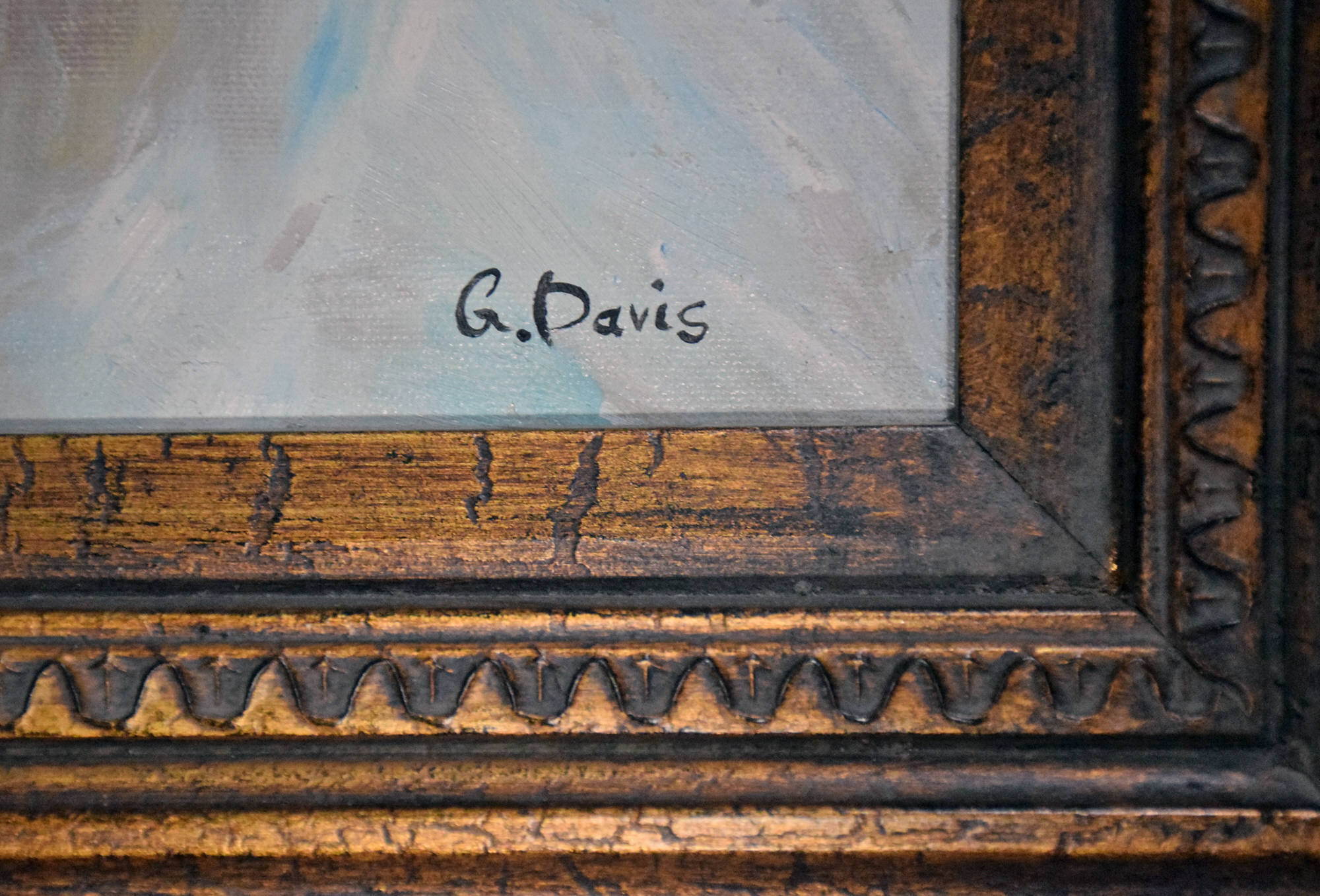 G. Davis. Half-dressed woman in corset. Signature of the Artist.