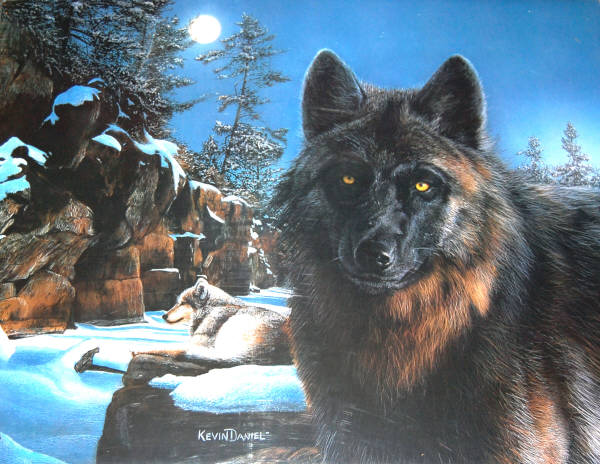 Black Wolves. Hope Street Editions poster #KD 0303. Art by Kevin Daniel, 1998.